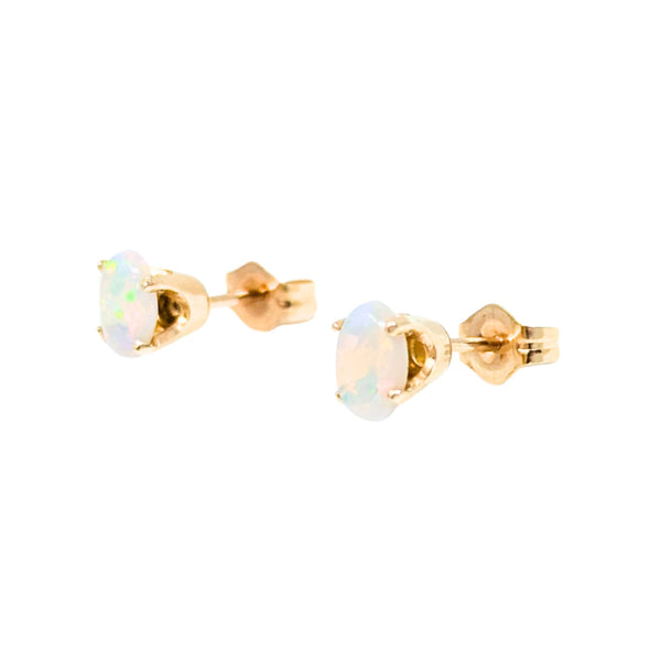 14K Gold Fire Opal Stud Earrings