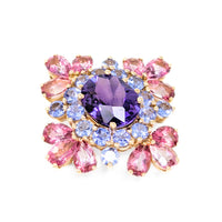 14K Gold Amethyst & Tourmaline Pendant/ Brooch