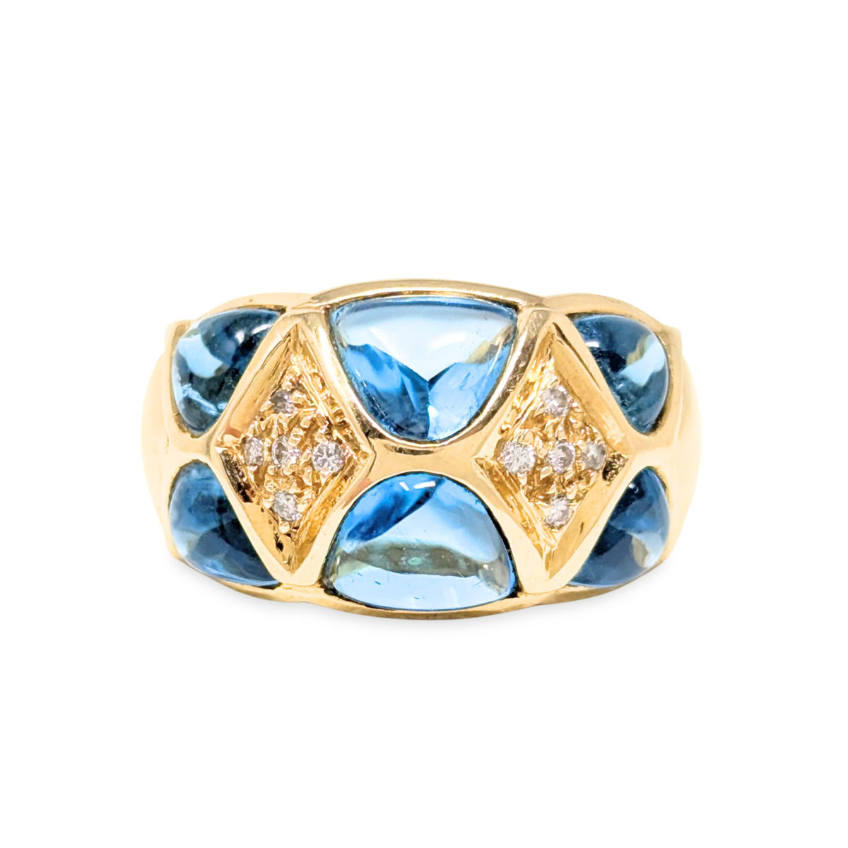 Bellarri 18K Gold Light Blue Topaz & Diamond Ring - Size 6.5