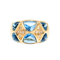 Bellarri 18K Gold Light Blue Topaz & Diamond Ring - Size 6.5