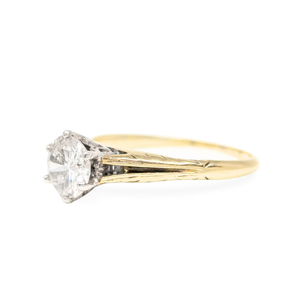 Vintage 14K Gold .80ct Solitaire Diamond Engagement Ring - Size 6