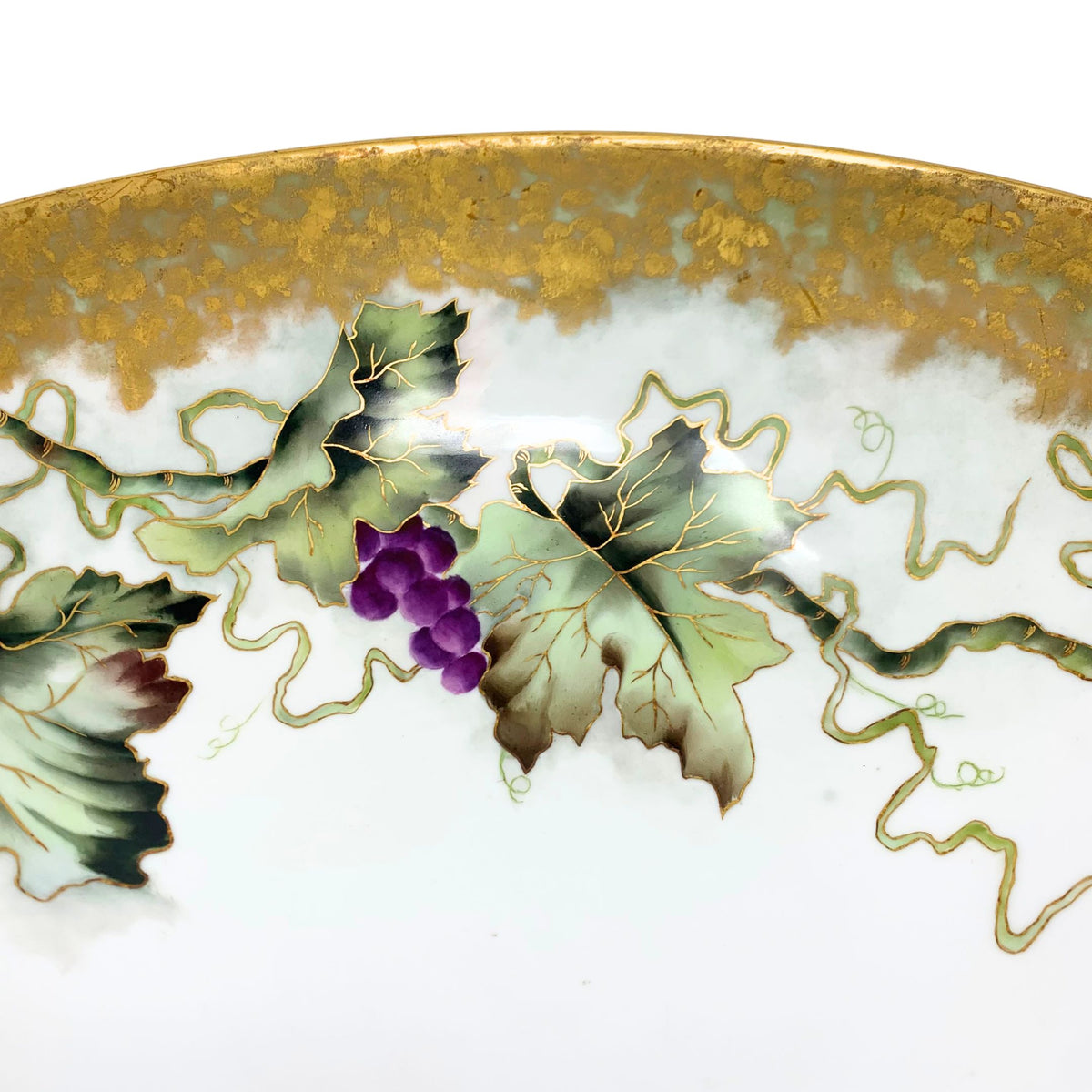 Large JP Limoges Hand-Painted Signed Porcelain Punchbowl