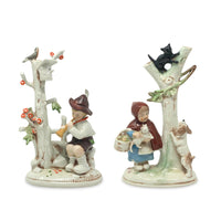 Vintage German Figurines of Children with Trees (Pair)