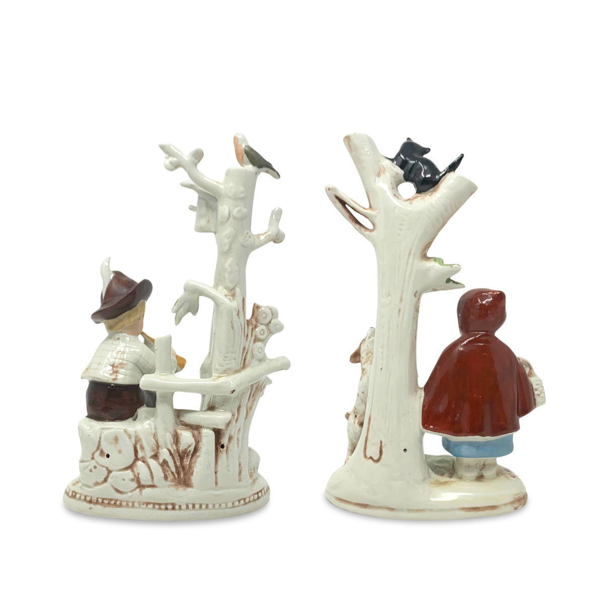Vintage German Figurines of Children with Trees (Pair)
