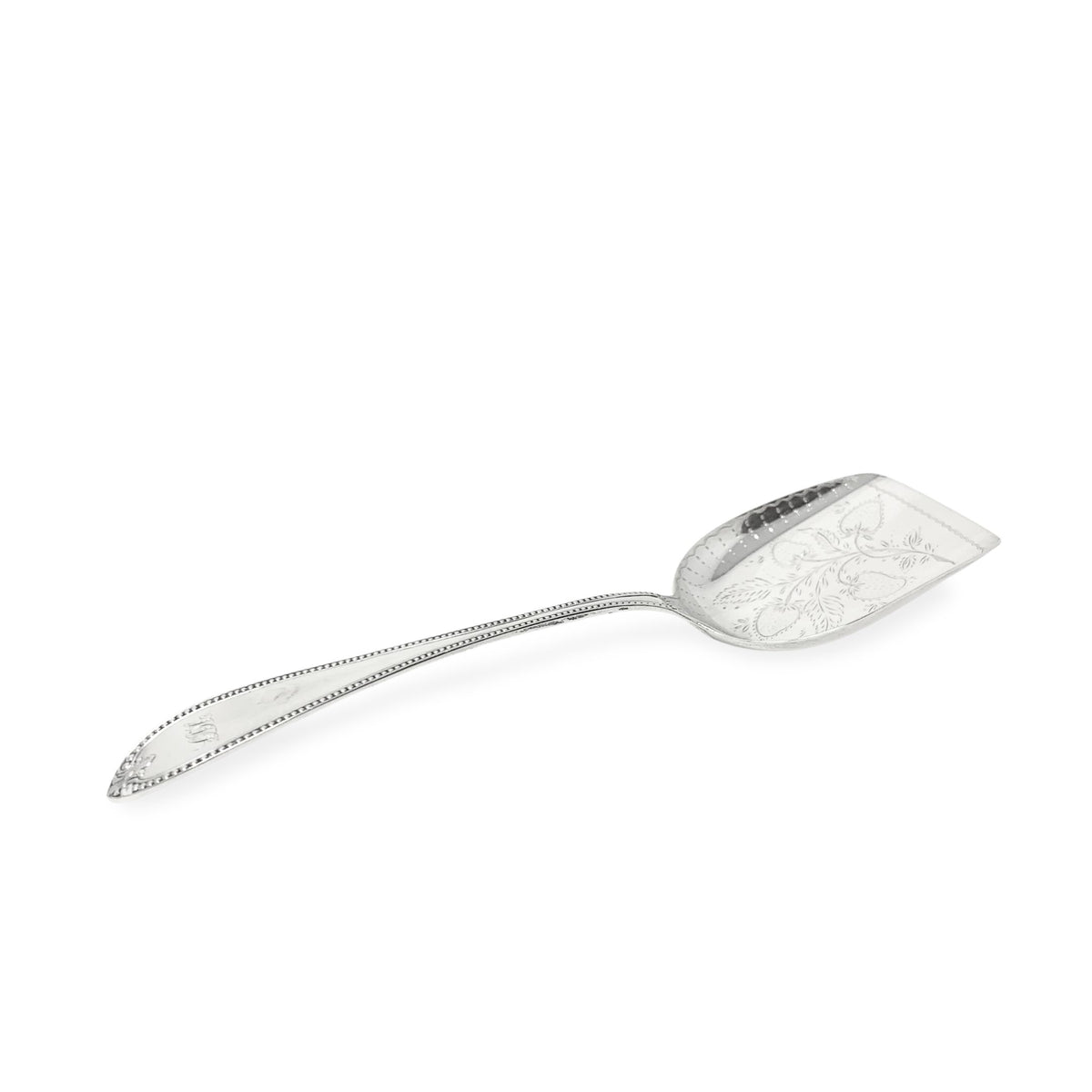 George Sharp for Bailey & Co. Coin Silver Strawberry Scoop, Monogrammed