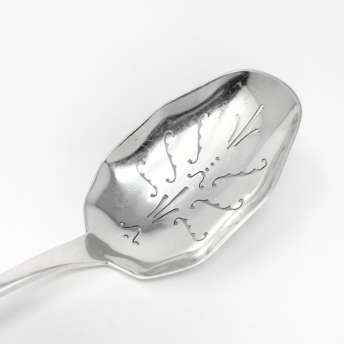 C. Klestrup Danish Silver Slotted Serving Spoon, Monogrammed
