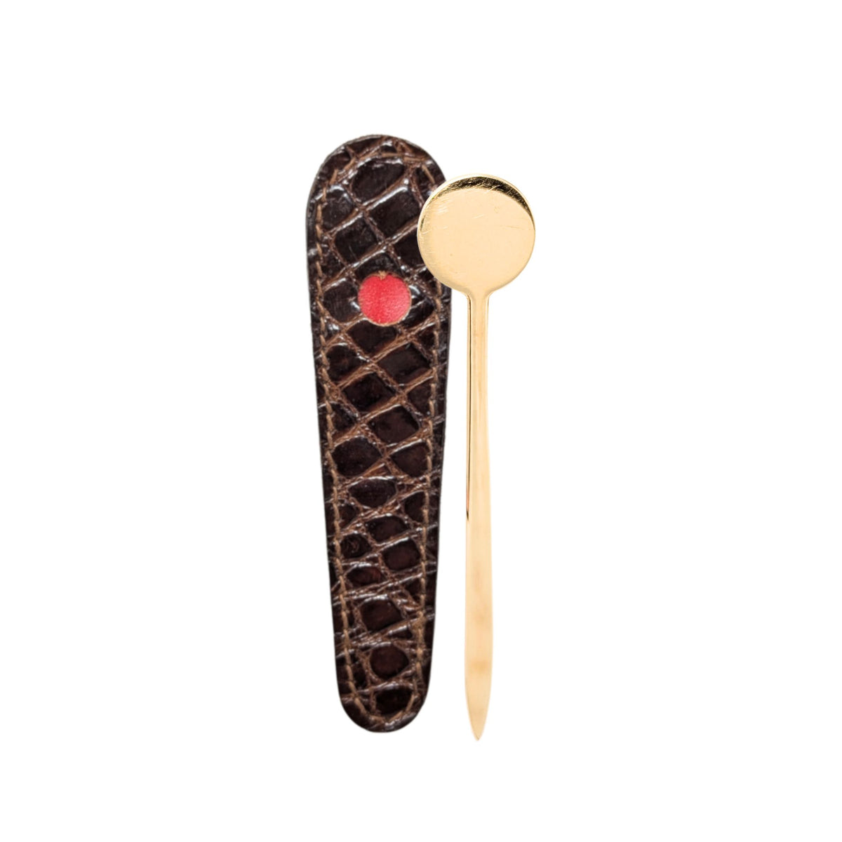 R. Blackinton 14K Gold Toothpick & Crocodile Leather Sheath