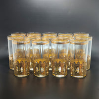 Culver "Antigua" Highball Glasses (Set of 14) W/ 22K Gold Overlay