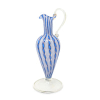 Murano Venetian Blue Zanfirico Latticino Glass Ewer/Pitcher