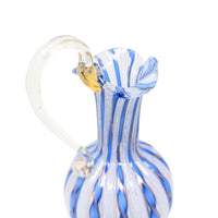 Murano Venetian Blue Zanfirico Latticino Glass Ewer/Pitcher