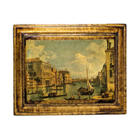 Pair of Vintage Italian Decoupage Prints on Board W/ Gilt Finish