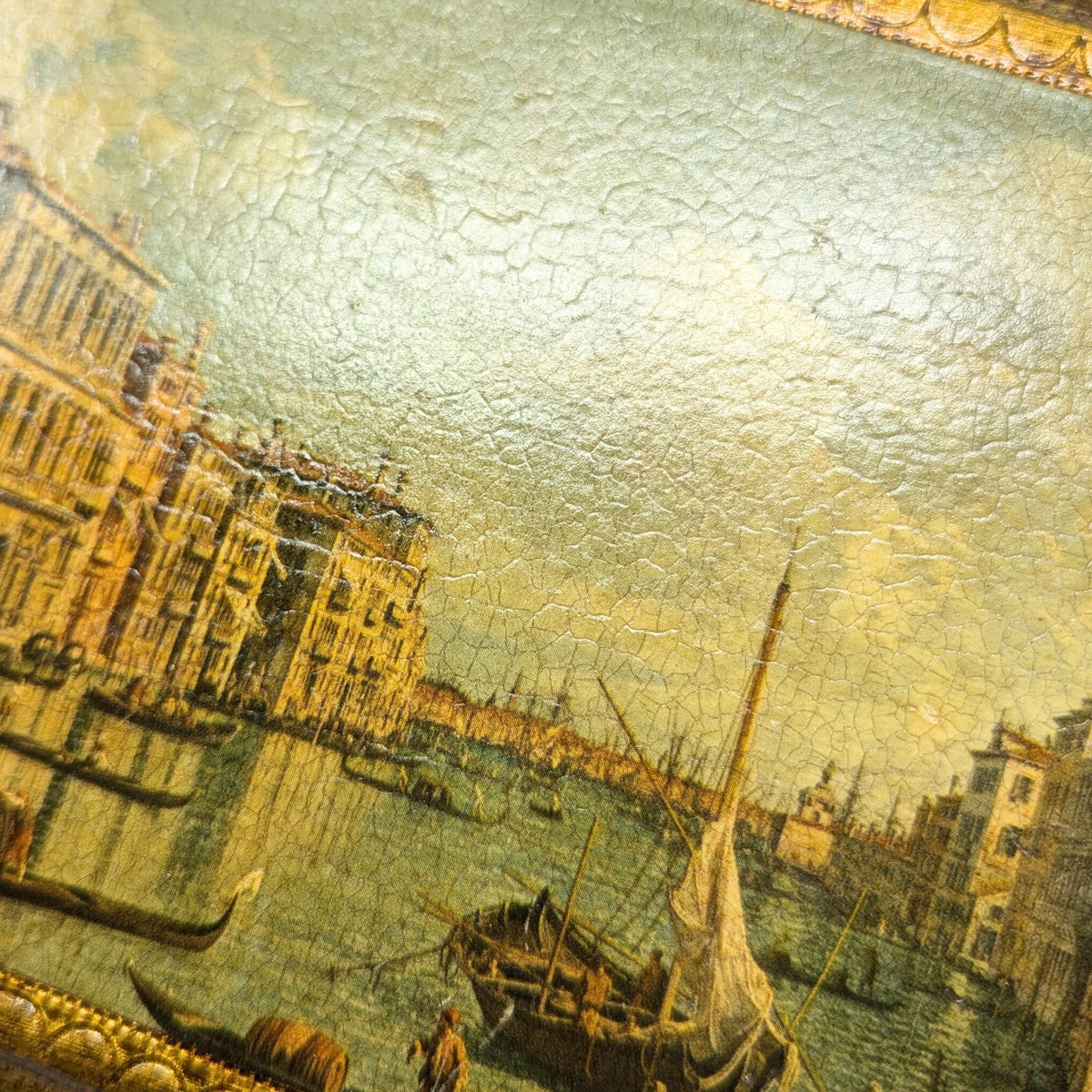 Pair of Vintage Italian Decoupage Prints on Board W/ Gilt Finish