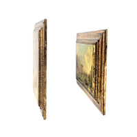 Pair of Vintage Italian Decoupage Prints on Board W/ Gilt Finish