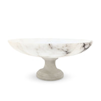 Vintage Natural Alabaster 12" Console Compote Bowl
