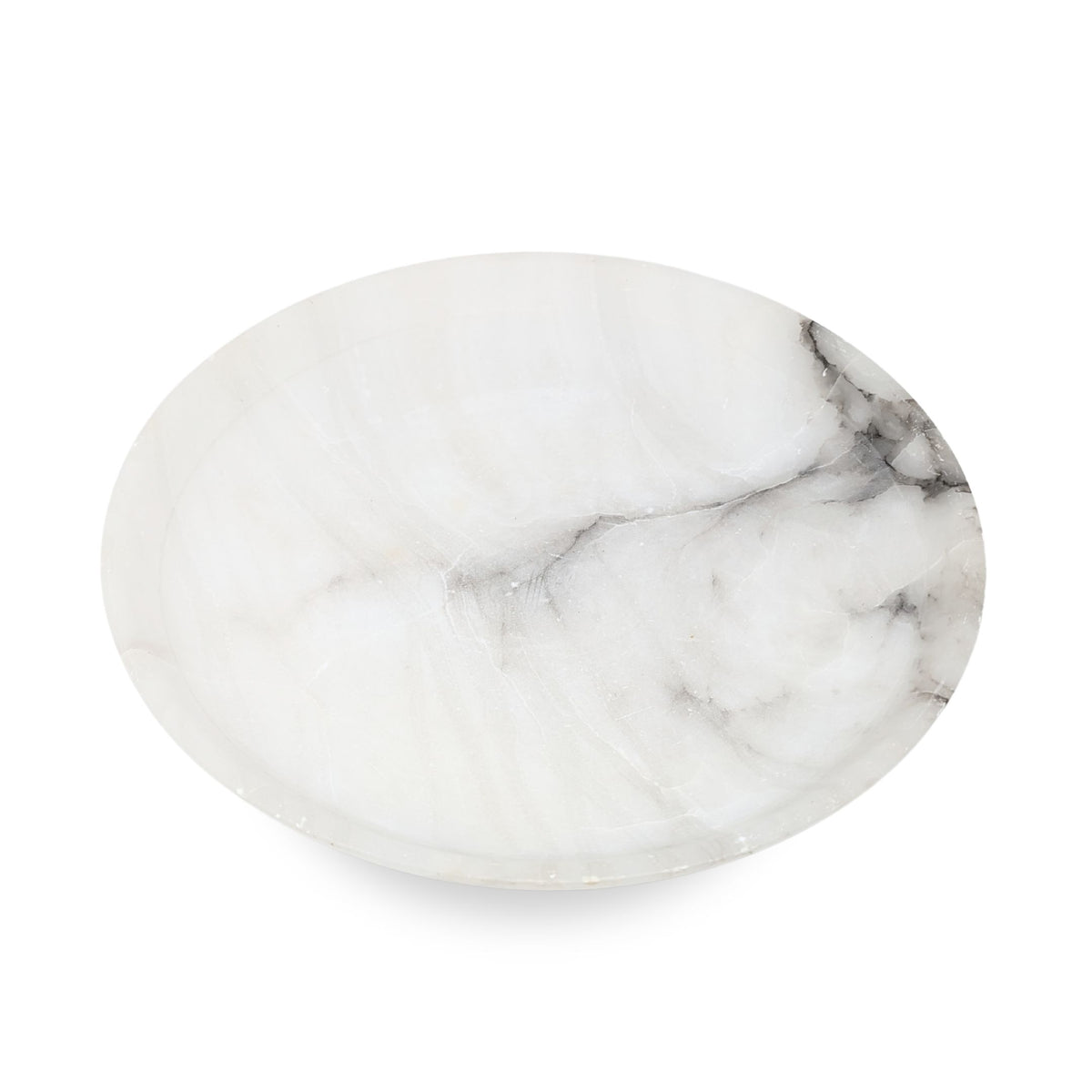 Vintage Natural Alabaster 12" Console Compote Bowl