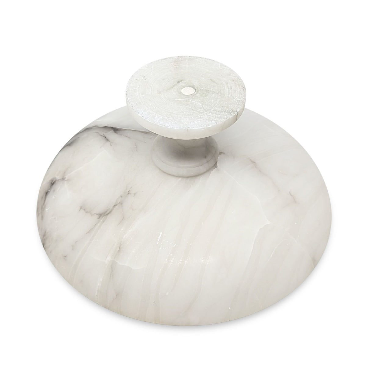 Vintage Natural Alabaster 12" Console Compote Bowl