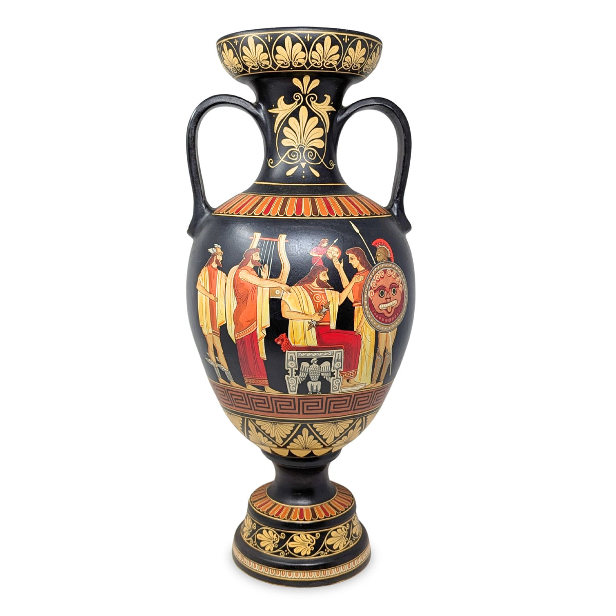 Artist Signed Museum Replica 21" Hercules & Athena Greek Terracotta Amphora