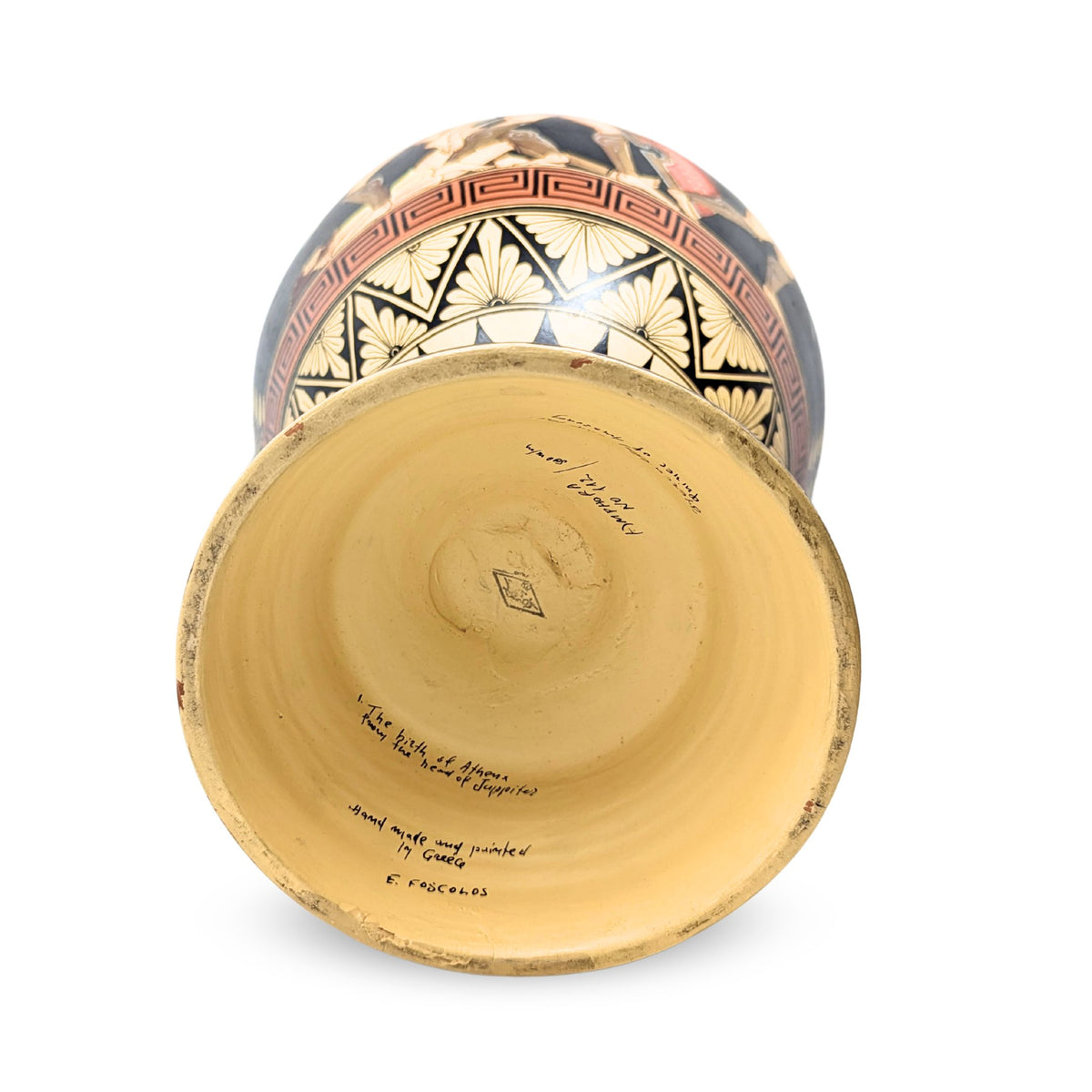 Artist Signed Museum Replica 21" Hercules & Athena Greek Terracotta Amphora