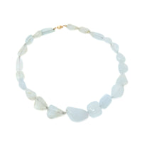 14K Gold Natural Quartz 18" Beaded Necklace