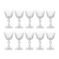 Set of 10 Vintage Fine Cut Crystal Wine Glasses, "R" Monogram