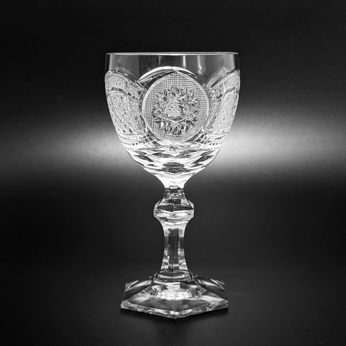 Set of 10 Vintage Fine Cut Crystal Wine Glasses, "R" Monogram