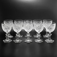 Set of 10 Vintage Fine Cut Crystal Wine Glasses, "R" Monogram