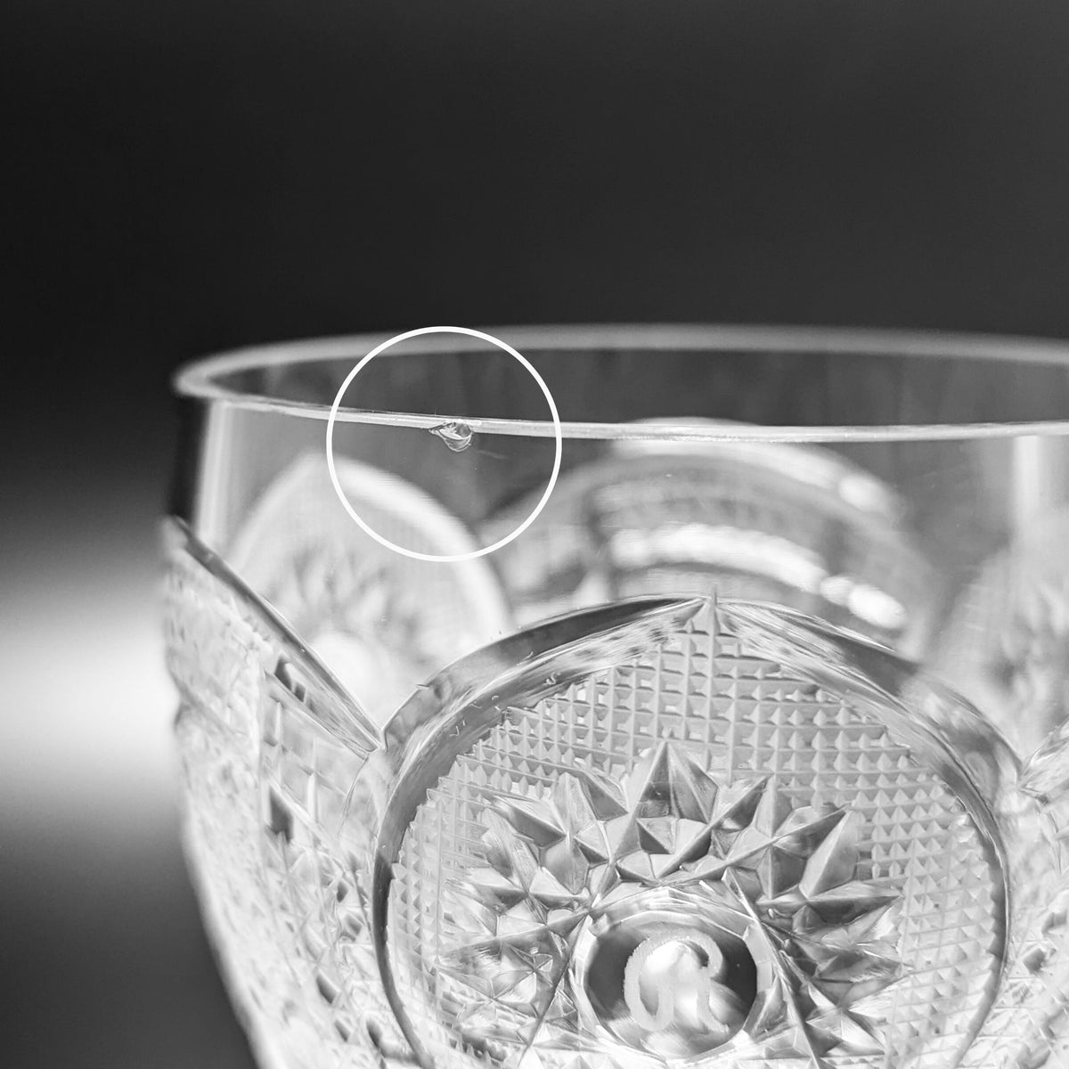 Set of 10 Vintage Fine Cut Crystal Wine Glasses, "R" Monogram