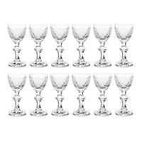 Set of 12 Vintage Fine Cut Crystal Cordial Glasses, "R" Monogram