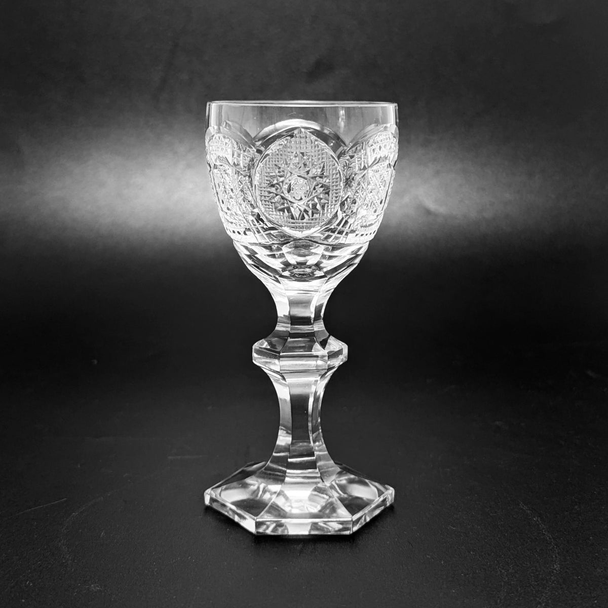 Set of 12 Vintage Fine Cut Crystal Cordial Glasses, "R" Monogram