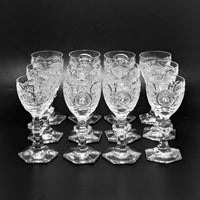 Set of 12 Vintage Fine Cut Crystal Cordial Glasses, "R" Monogram