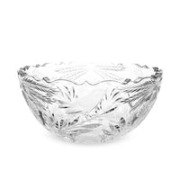 Heavy Cut Glass Bowl W/ Wheat, Bird and Flower Motifs, c. 1900