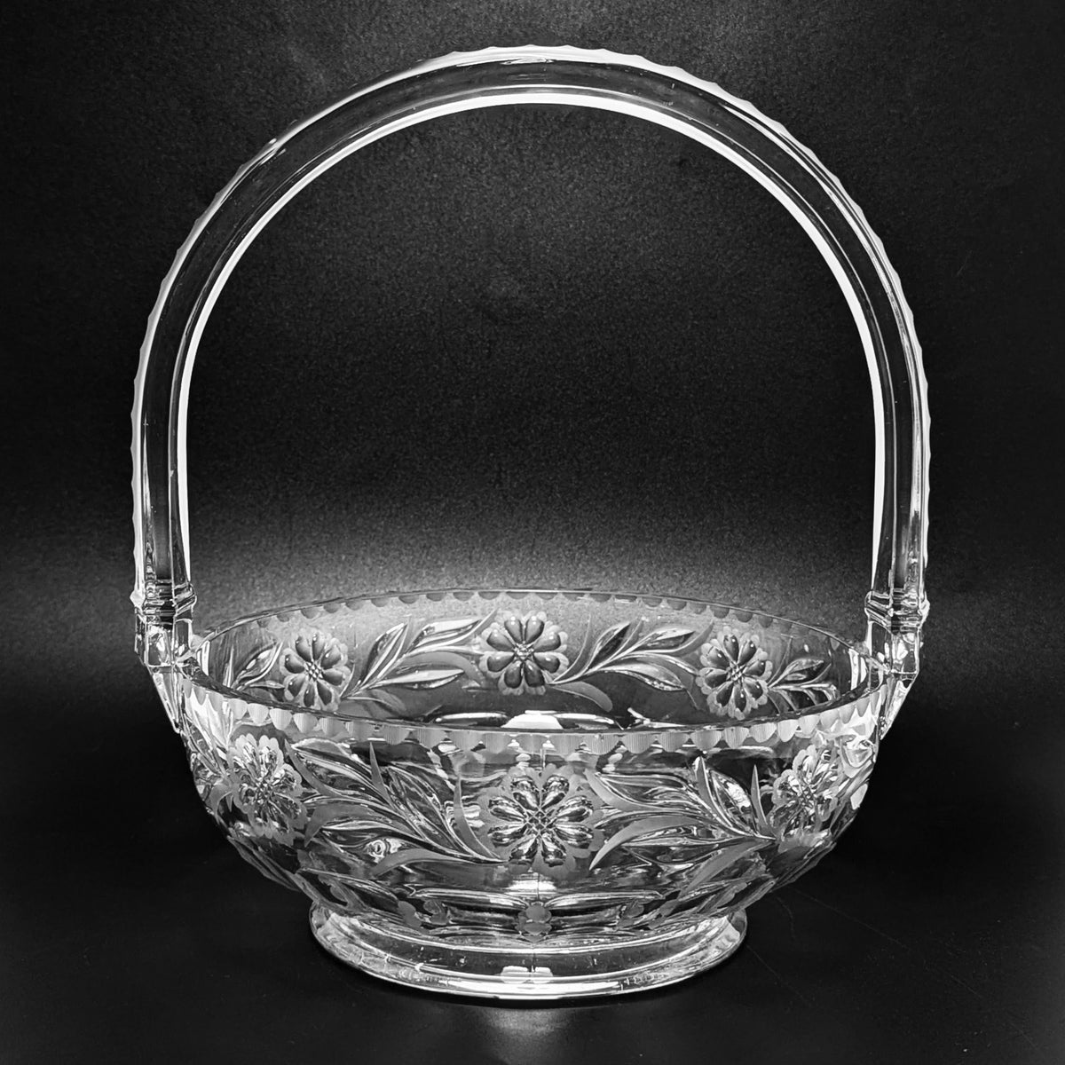 Antique Heisey Glass "Daisy & Leaves" Basket