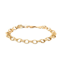 14K Gold Italian Triple Link 7" Charm Bracelet