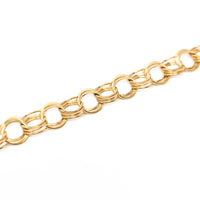 14K Gold Italian Triple Link 7" Charm Bracelet