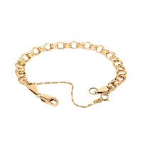 14K Gold Italian Triple Link 7" Charm Bracelet