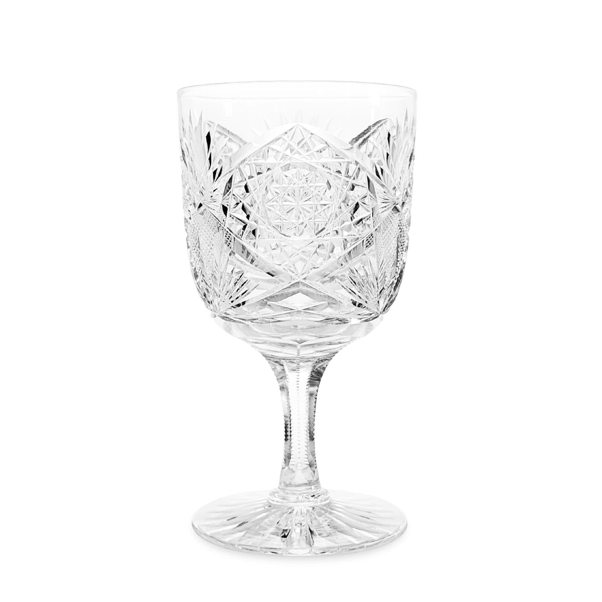 J. Hoare & Co. Signed ABP Cut Glass Water Goblet