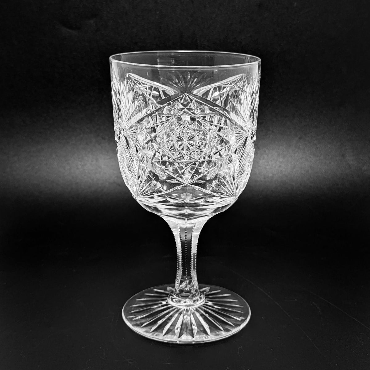 J. Hoare & Co. Signed ABP Cut Glass Water Goblet