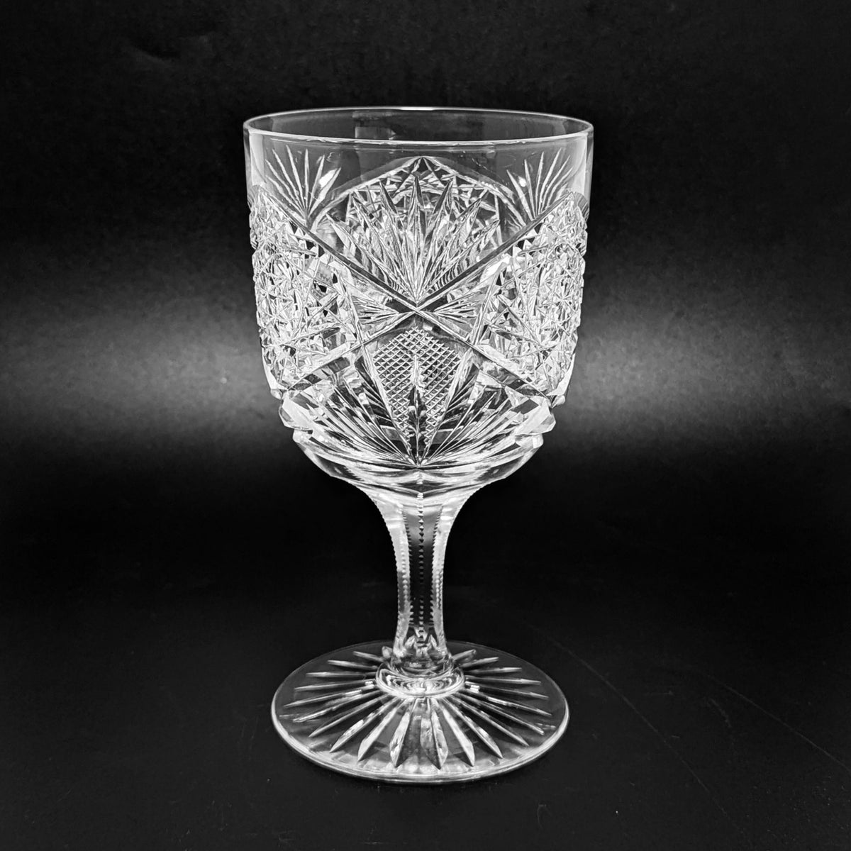 J. Hoare & Co. Signed ABP Cut Glass Water Goblet