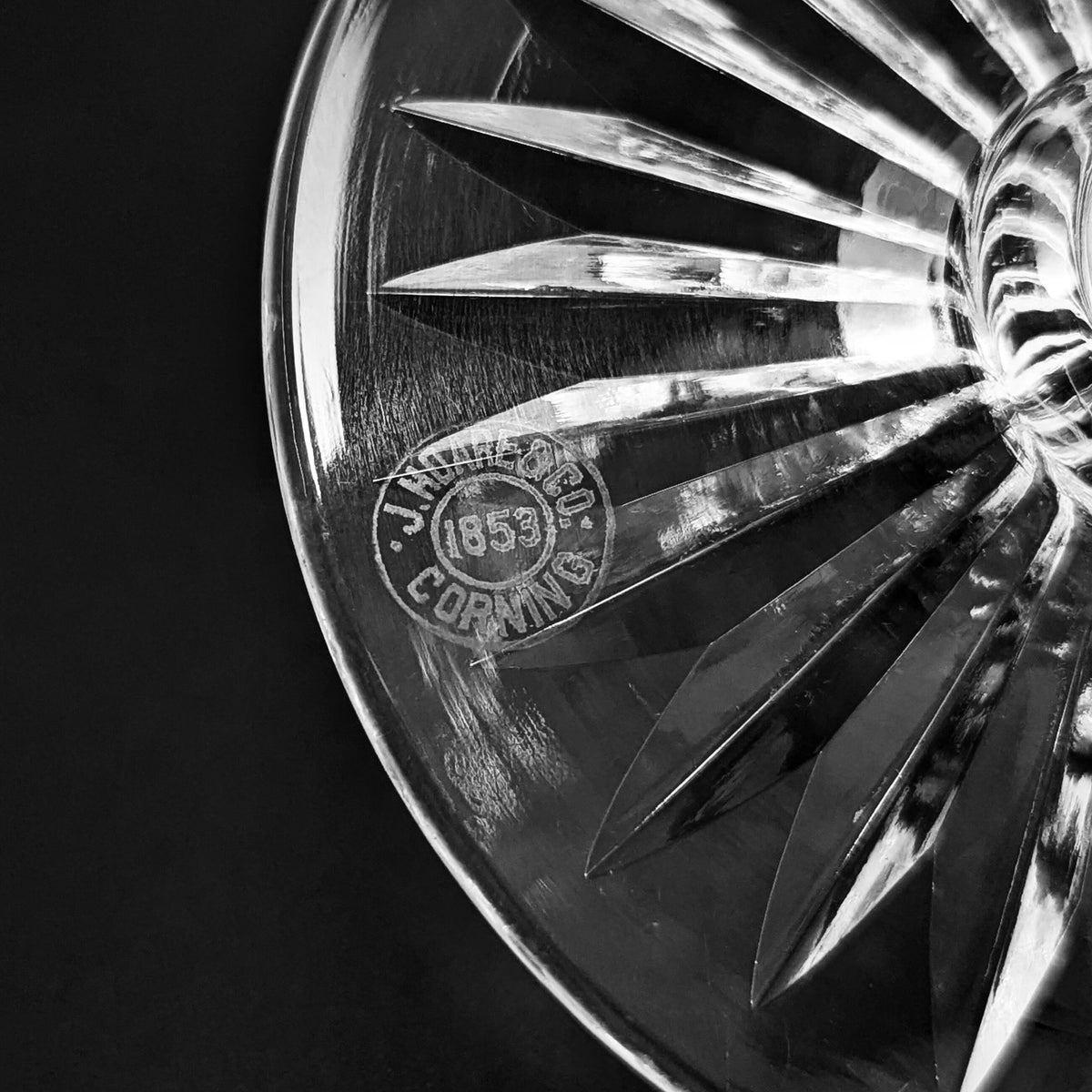 J. Hoare & Co. Signed ABP Cut Glass Water Goblet