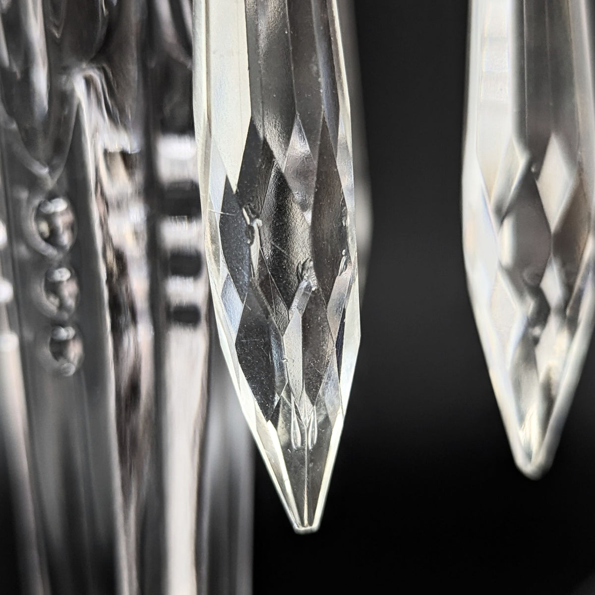 Heisey "Queen Anne Clear" 7" Candlesticks w/ Prisms (Pair)