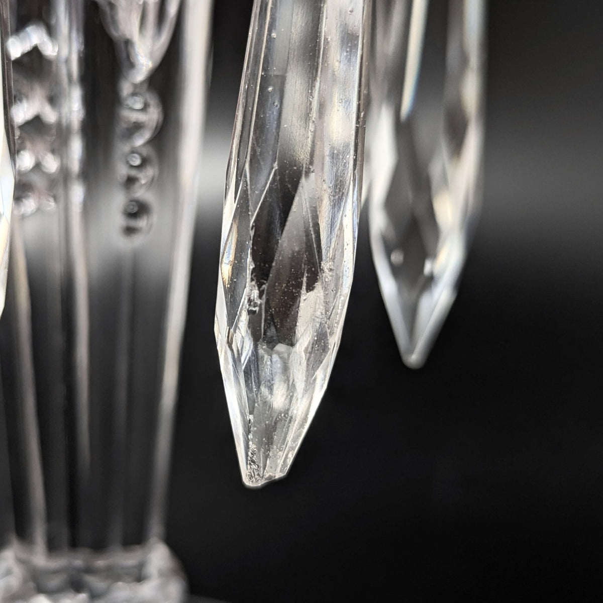 Heisey "Queen Anne Clear" 7" Candlesticks w/ Prisms (Pair)