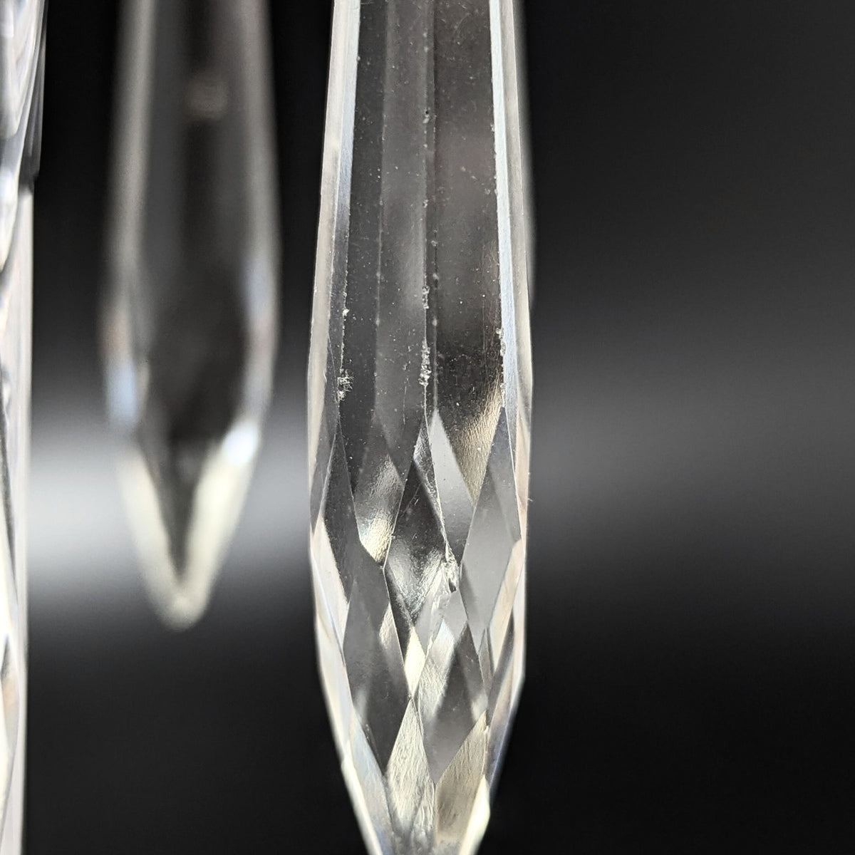 Heisey "Queen Anne Clear" 7" Candlesticks w/ Prisms (Pair)