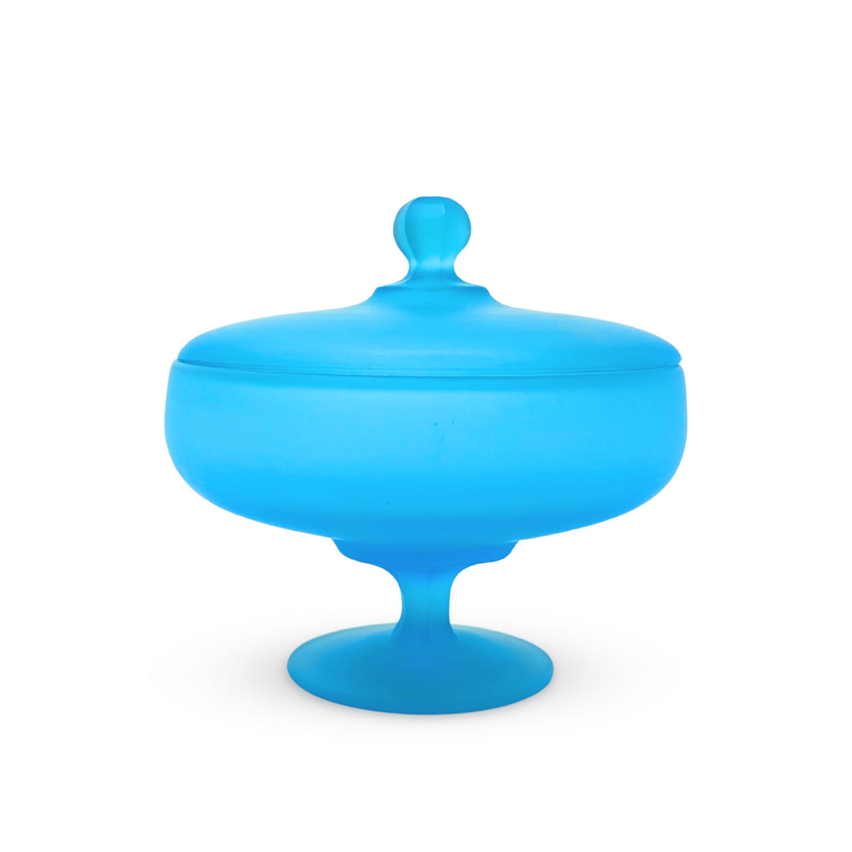 Tiffin Sky Blue Satin Glass Footed Candy Dish