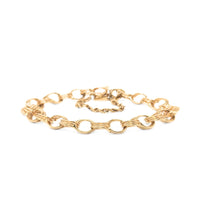 14K Gold 9.4mm Triple Link Charm Bracelet