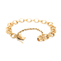 14K Gold 9.4mm Triple Link Charm Bracelet