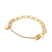 14K Gold 9.4mm Triple Link Charm Bracelet