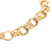 14K Gold 9.4mm Triple Link Charm Bracelet