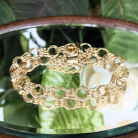 14K Gold 9.4mm Triple Link Charm Bracelet