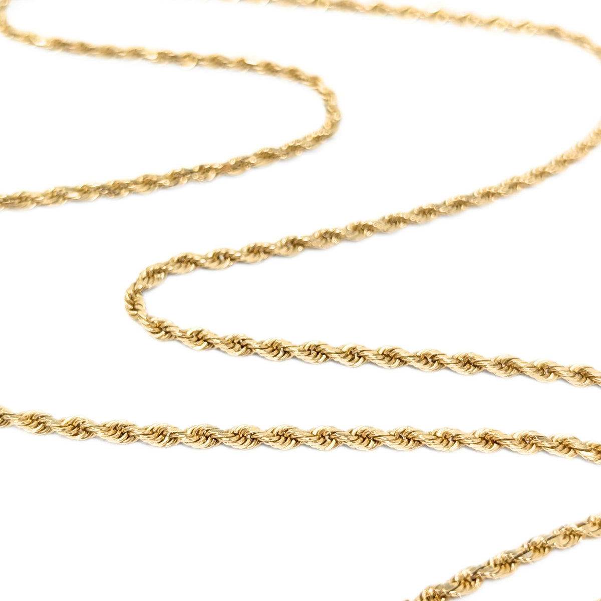 14K Gold 2.2mm Diamond Cut 20” Rope Necklace