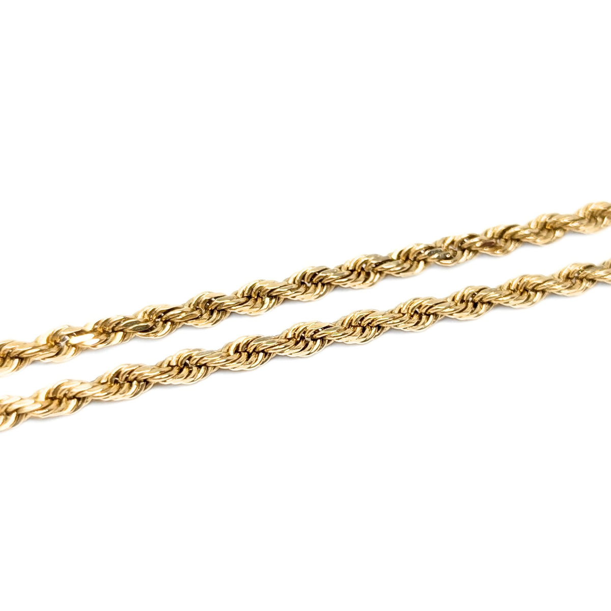 14K Gold 2.2mm Diamond Cut 20” Rope Necklace
